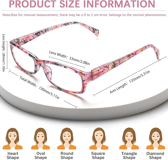 VIDEBLA Computer Reading Glasses Men and Women Anti Eyestrain Blue Light Blocking Glasses for Reading (6 Pack Mix, 0.50, x)