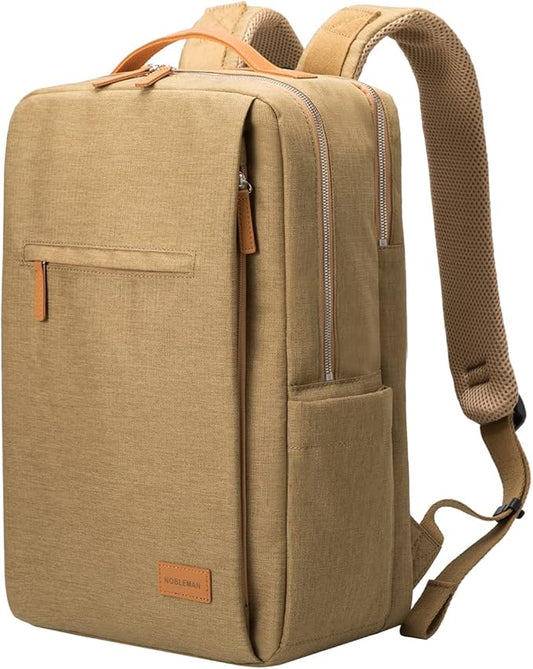 NOBLEMAN Travel Backpack Men Women, Business Computer Backpacks with Multi Compartment Storage Laptop Backpack, Water Resistent 15.6 Inch Laptop Work Business Backpack with USB Port for Nurse (Khaki)