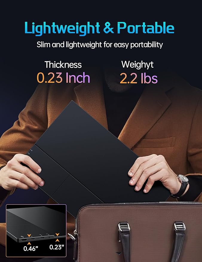 17.3" Portable Monitor 4K, 500 Nits 3840 * 2160p 100% Adobe RGB Travel Monitor with Bulit-in Kickstand & Speakers, Portable Computer Monitor, External Monitors for Laptop PC Xbox Switch PS4/5