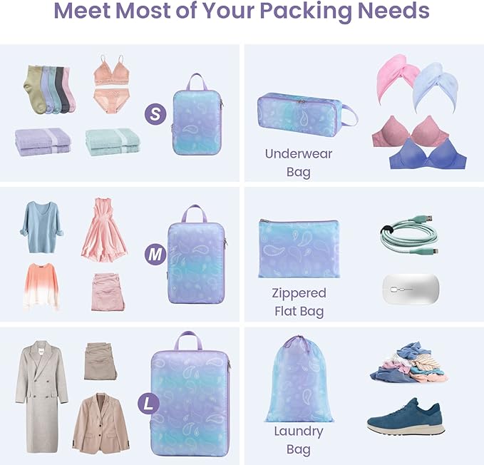 Cambond Compression Packing Cubes for Travel Women - Travel Bags Luggage Organizers Travel Essentials Compression Cubes for Travel Carry on Suitcases Organizer