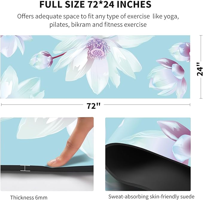 nuveti Yoga Mat Print Extra Thick TPE Non Slip Fitness Exercise Mat with Carrying Bag,72"x24" Extra Thick 6MM Exercise & Workout Mat for Yoga, Pilates Fitness and Floor Exercises