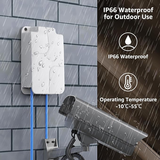 YuanLey 4 Port Outdoor PoE Extender 1 in 3 Out, IEEE 802.3af/at Mini 4 Channel PoE Repeater IP66 Waterproof, Vlan, Extend 250m(Total 350m), Wall Mount Passthrough POE Amplifier, Plug and Play