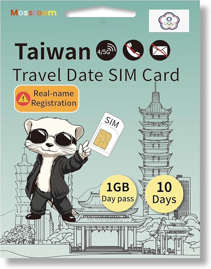 Taiwan 4G/5G LTE Prepaid SIM Card - 2GB High-Speed Data, 10 Days Unlimited Roaming for Travel (Instant Activation)