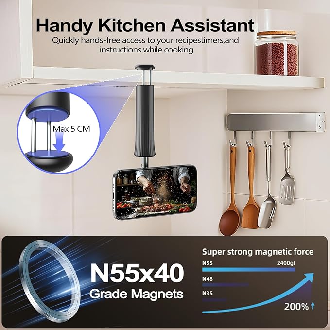 Phone Holder Stand for Desk,Adjustable Phone Holder for Recording,iPhone Stand for Filming,Cell Phone Stand Office Camping Travel Essentials,Detachable Tripod, Magnetic Stand for iPhone,Galaxy