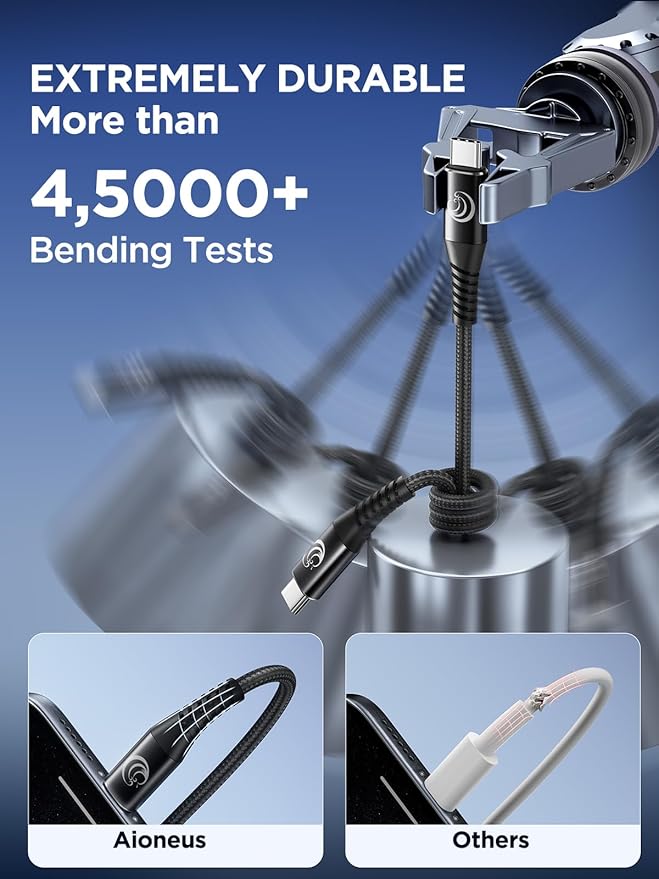 Aioneus USB C to USB C Cable, 10ft 100W Type C to Type C Charger Cord Fast Charging Nylon Braided Long USBC Cable for Samsung S24 Ultra/S23/S22, iPhone 16/15 Pro Max, for MacBook/iPad Pixel PS5 Switch