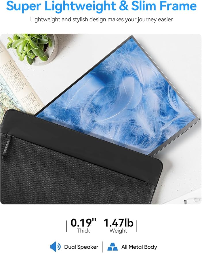 UPERFECT 16” Portable Gaming Monitor | 120HZ, HDR | 400Nits |1080P IPS | Ultra-Slim & Lightweight | Aluminum Alloy | Smart Cover & VESA | Travel External Second Screen for Laptop, PC, Game Console