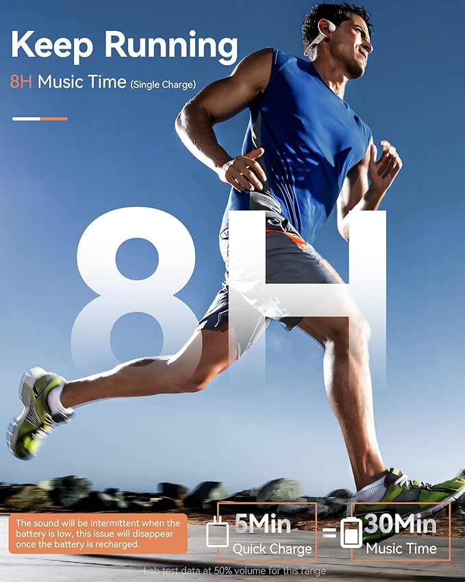 Open Ear Sport Headphones, Wireless Bone Conduction Earphones, Built-in 32GB MP3,with Mic, IP68, Sweat & Water Resistant, Up to 8 Hours Battery, Bluetooth 5.3,for Running,Workouts