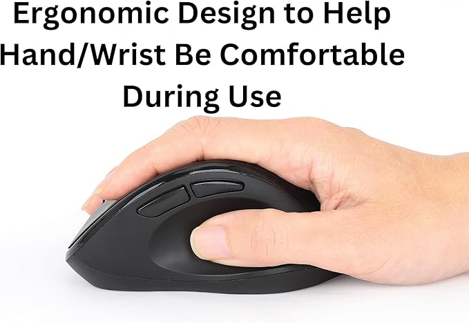 MANHATTAN Wireless Ergonomic Mouse – 2.4 GHz RF, 800/1200/1600 dpi, Six Buttons with Scroll Wheel, USB-A & USB-C 2-in-1 Receiver Dongle – for Laptop, Computer, PC - 3 Yr Mfg Warranty – 190237