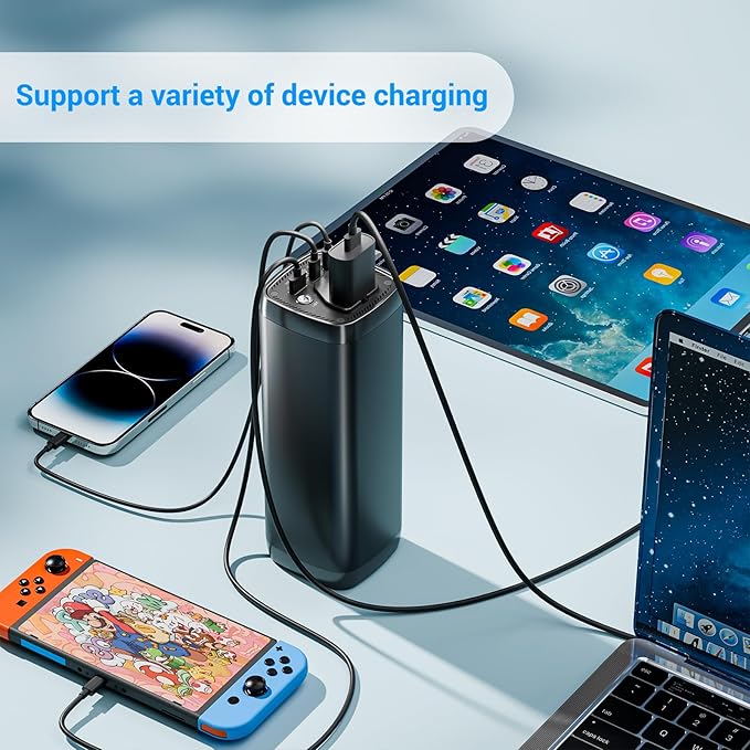 Portable Power Bank with AC Outlet,31200mAh with 4 Output Travel Laptop Power Station,External Battery Pack for Outdoors Travel Emergency,Power Bank for HP, Notebooks, MacBook,Drone,Camera