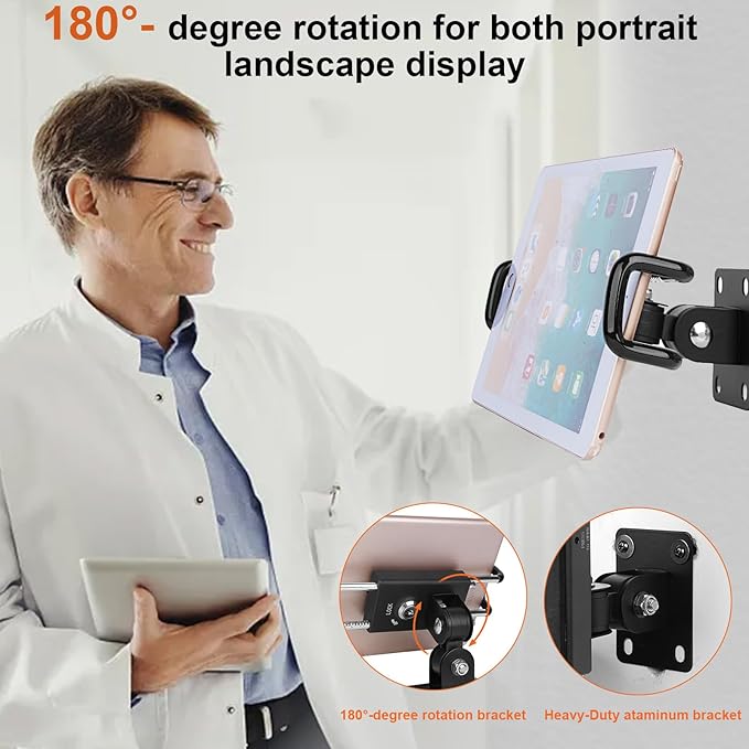 Lockable Tablet Wall Mount, Anti-Theft Tablet Holder for Shopping Malls for 7"-12.9", for Shopping Malls, Offices, Exhibition Halls, Conference Rooms