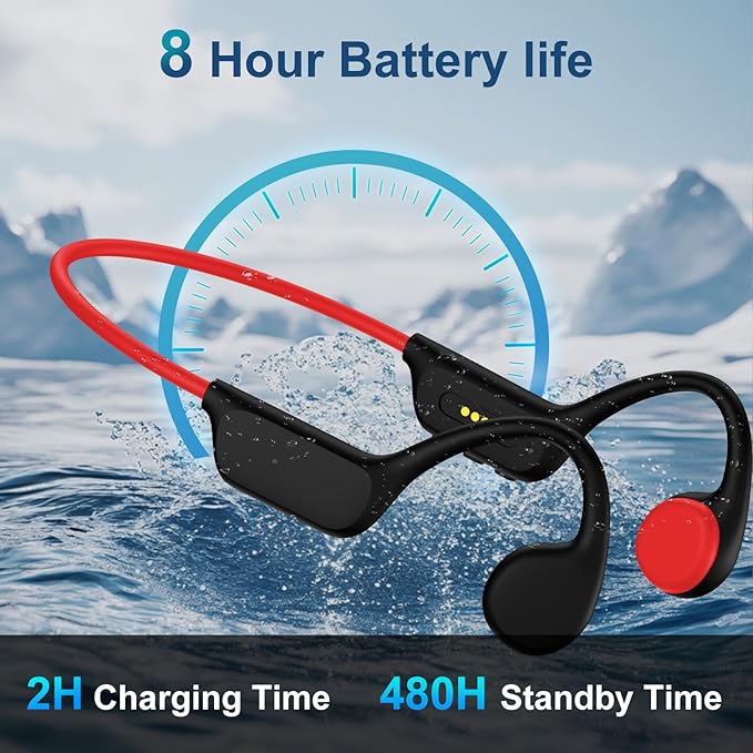 Bone Conduction Swimming Headphones,Wireless IPX8 Waterproof Open-Ear Headphone/Earphones, 32G Underwater Headset/Earbuds, Sports, Swimming, Diving