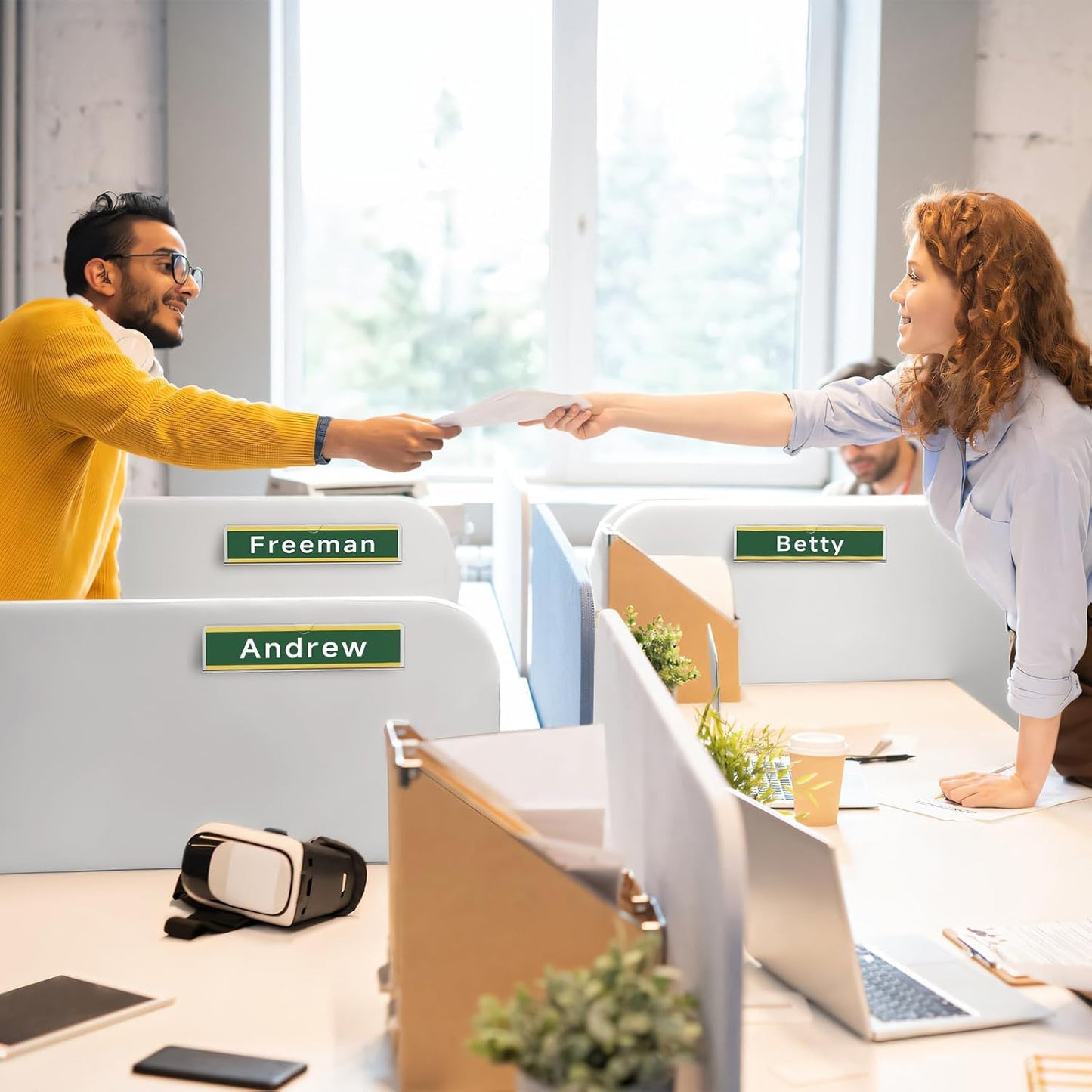 Nameplate for Doors with Adhesive Tapes - 20 Pack 2x8 Inch Clear Acrylic Office Door Name Plate Classroom Wall Name Plate Holder Horizontal Nameplate Holder Plastic Sign Frame