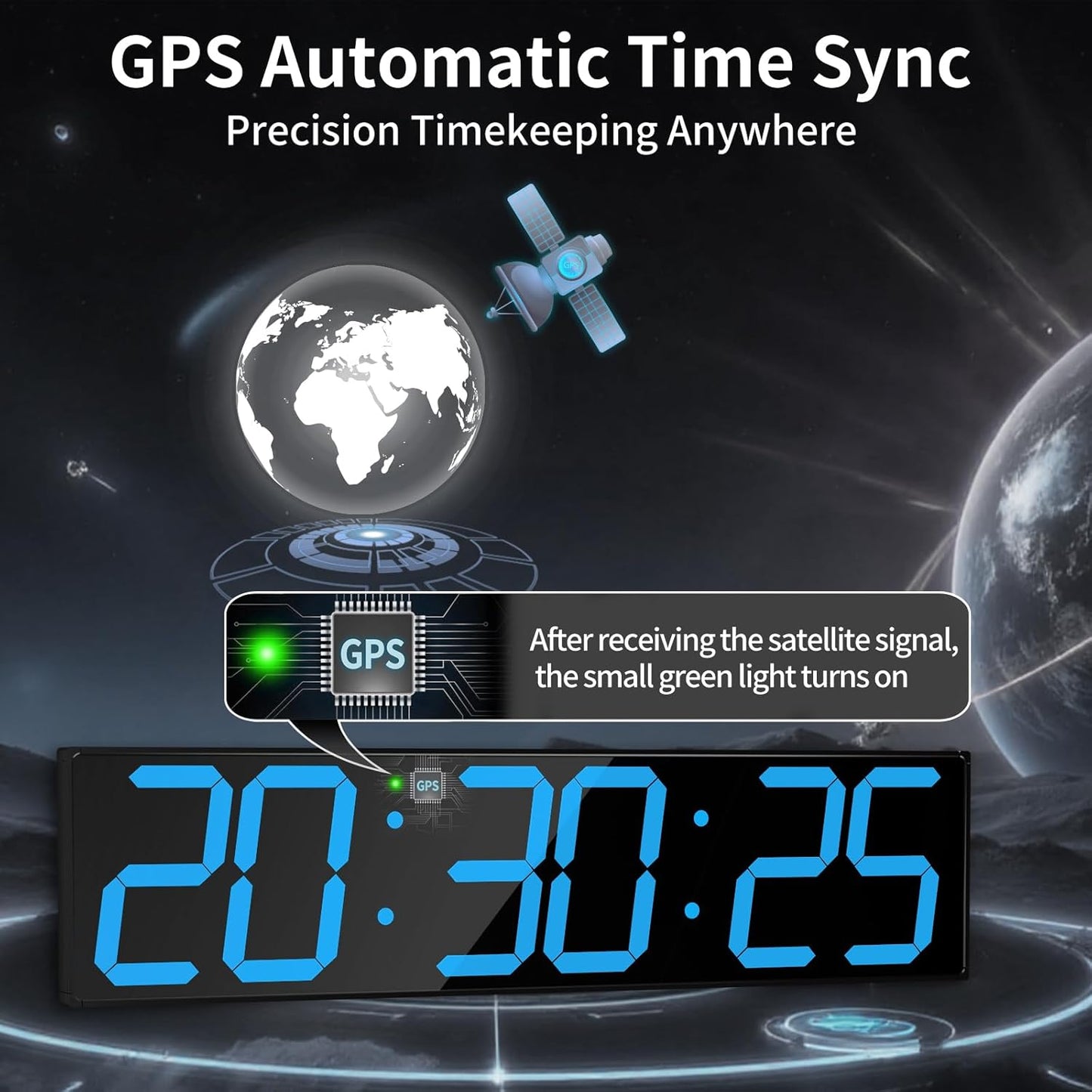 28.4''Large Digital Wall Clock,Automic Digital Clock with Alarm,Clendar and Termperature,Auto Time Sync with Easy Operation, Big Gym Timer with Countdown,Countup and Interval Workout(Blue)