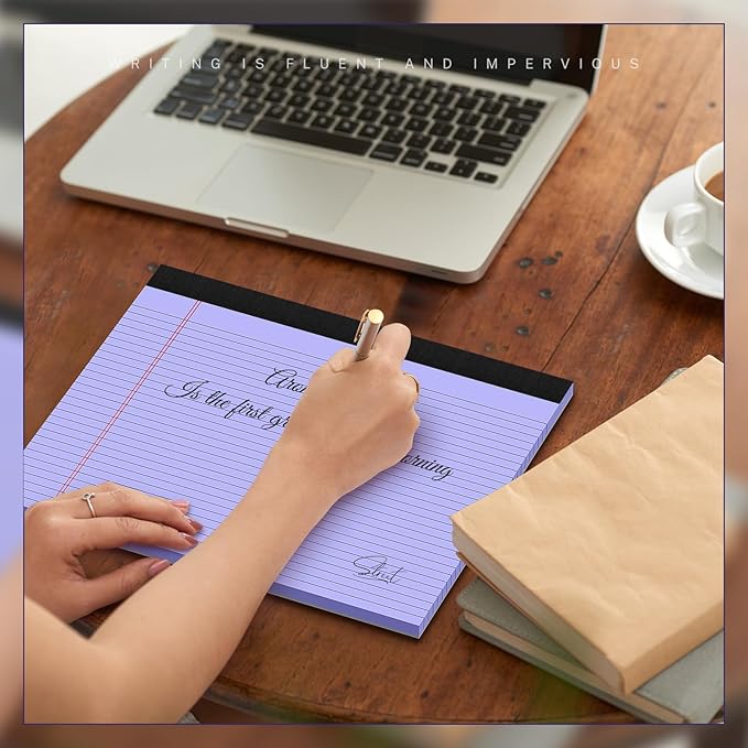 3 Pack Wide Legal Pads 11" x 9.5" (Landscape Format) Purple College Ruled Note Pad Narrow Ruled 30 Sheets per Notepad Perforated Writing Paper with Thick Backboard Horizontal Pads of Paper