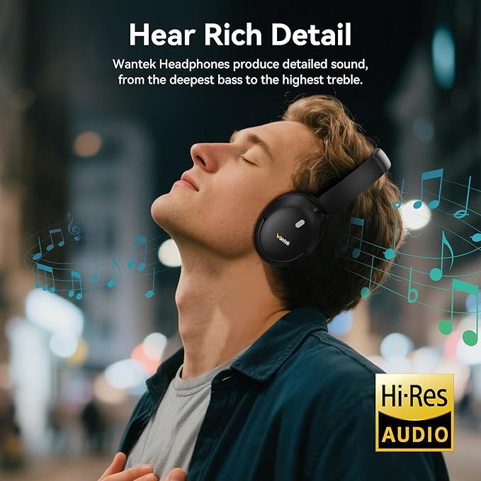 T3 Wireless Headphones,Active Noise Cancelling Headphones for Adults,Over Ear Headphones Wireless Bluetooth 5.3 & 60H Playtime with Built-in HD Mic,Foldable Lightweight Headset Ideal for Travel