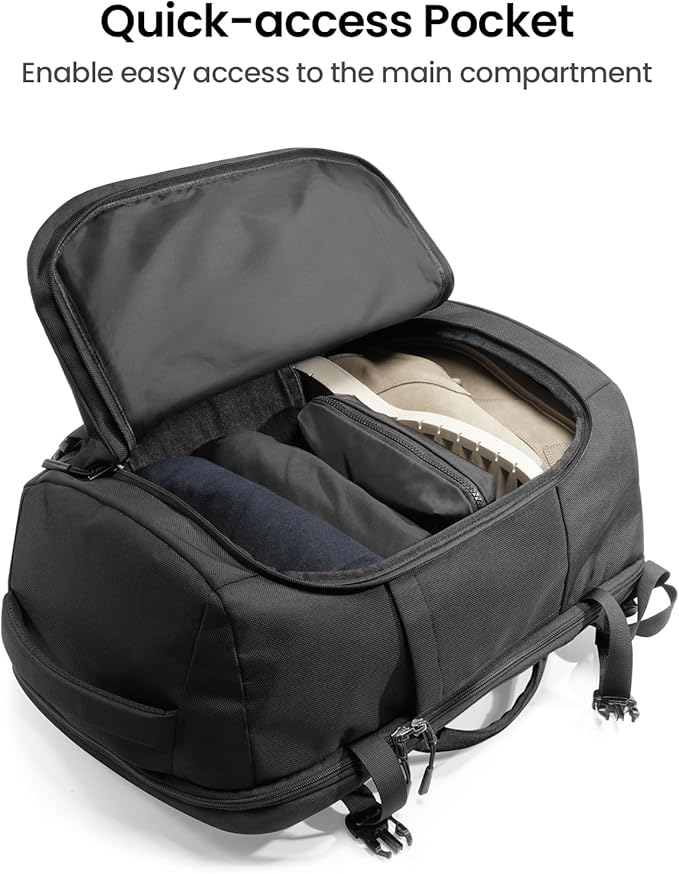 tomtoc Travel Backpack 40L, TSA Friendly Flight Approved Carry-on Luggage Hand Water-resistant Lightweight Business Rucksack, Durable Large Weekender Bag Daypack Fits 17.3 Inch Laptop, PFAS Free