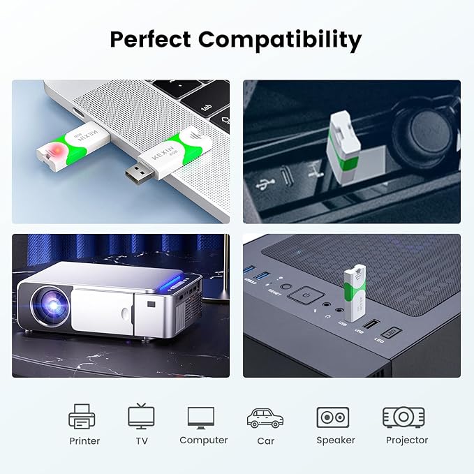 KEXIN 8GB Flash Drive 10 Pack USB 2.0 Flash Drive 8 GB Thumb Drive 2.0 USB Drive Bulk Jump Drive Swivel Pen Drive Data Storage USB Stick with LED Indicator 8G Green