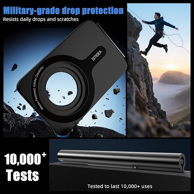 Magnetic Tripod for iPhone, Aluminium Phone Tripod Stand Compatible with Magsafe iPhone 17/16/15/14/13/12 Series, Foldable Strong Magnetic Phone Stand & Portable Phone Holder