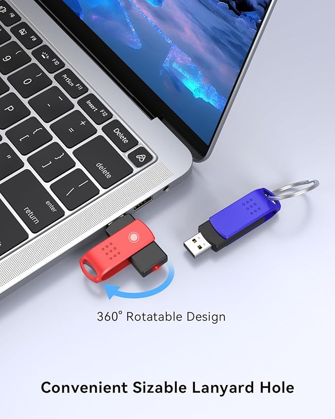 KEXIN 128GB Flash Drive 5 Pack Thumb Drive Bulk 128 G Swivel USB 2.0 Memory Stick for Data Storage