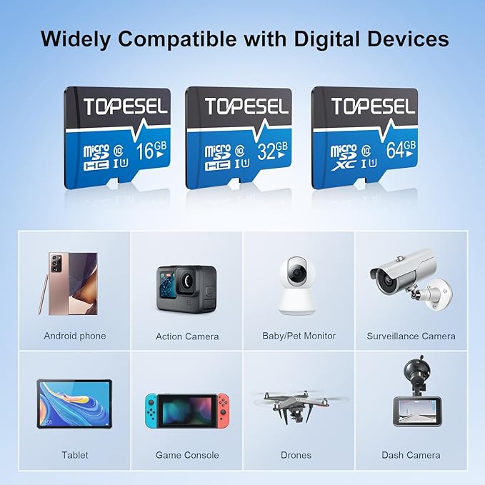 TOPESEL 16GB Micro SD Card 5pack Memory Cards SDHC UHS-I Flash Memory Card Micro SDXC UHS-I TF Card for Camera/Drone/Dash Cam(5 Pack U1 16GB)