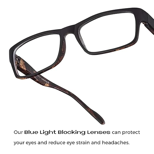 Readerest Blue Light Blocking Reading Glasses (Camo, 1.50 Magnification) Computer Eyeglasses With Thin Reflective Lens, Antiglare, Eye Strain, UV Protection, Stylish For Men And Women