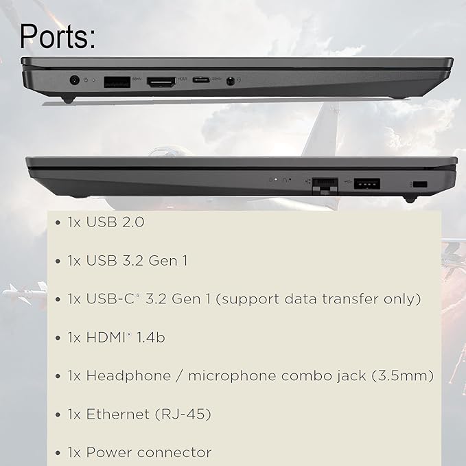 Lenovo V15 Laptop, 15.6" Full HD (1920 x 1080) Anti-Glare Display, Intel Dual-Core Processor, 16GB RAM, 1TB SSD, Wi-Fi, Ethernet RJ-45, USB-C, HDMI, Windows 11 Pro, for Home and Business