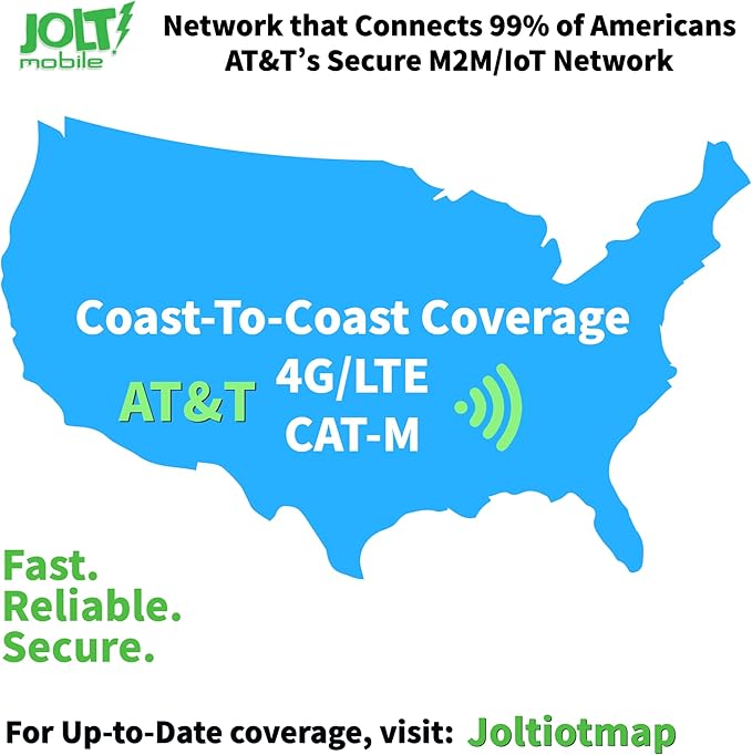 Jolt Mobile $5 Prepaid SIM Card – No Contract GPS Tracker & Smartwatch SIM – AT&T 5G/4G LTE Network – Triple-Cut (Standard, Micro, Nano) for GSM Devices