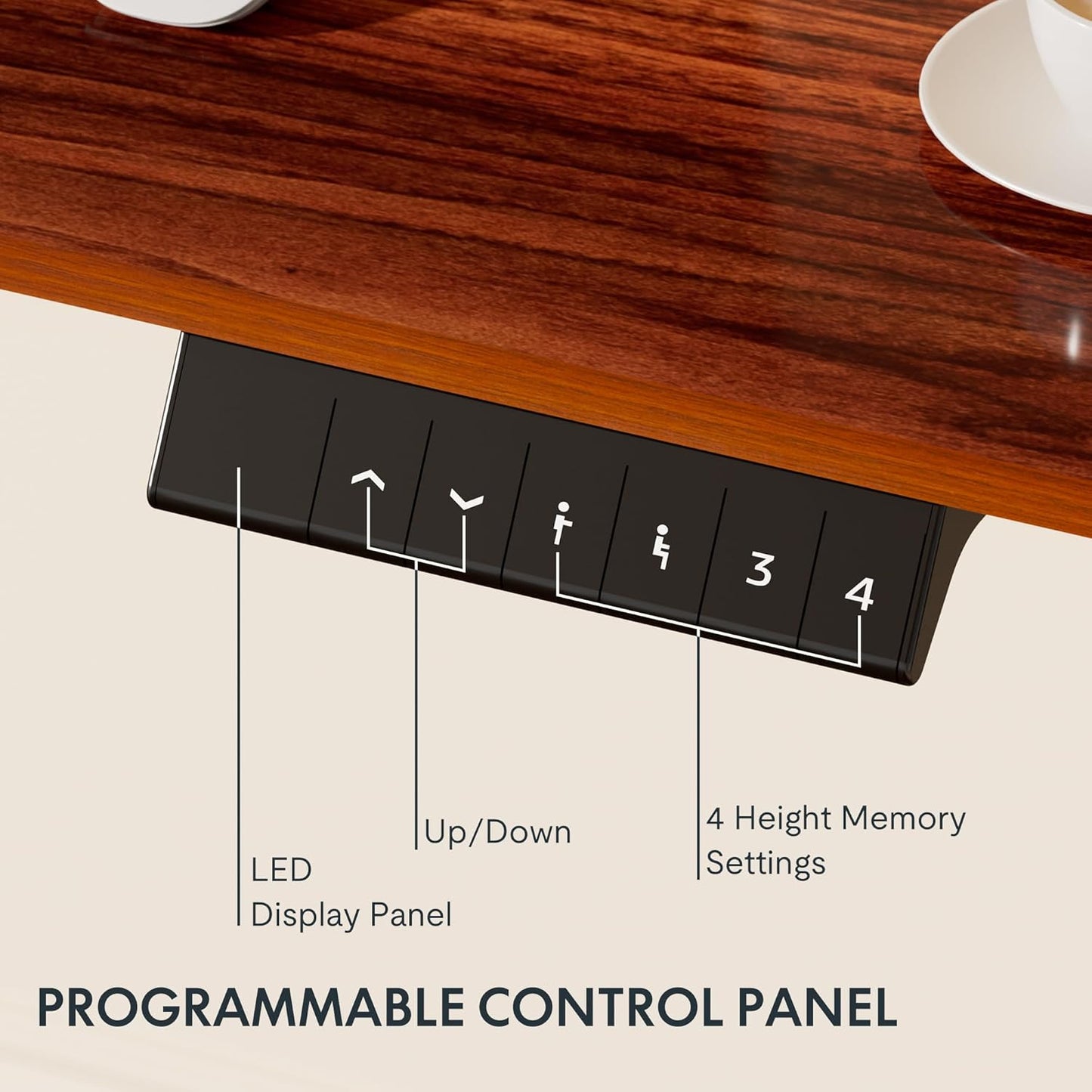 FLEXISPOT EN1 One-Piece Standing Desk 48 x 30 Inch Height Adjustable Desk for Home Office and Computer Workstation (White Frame + 48" Mahogany Top, 2 Packages)