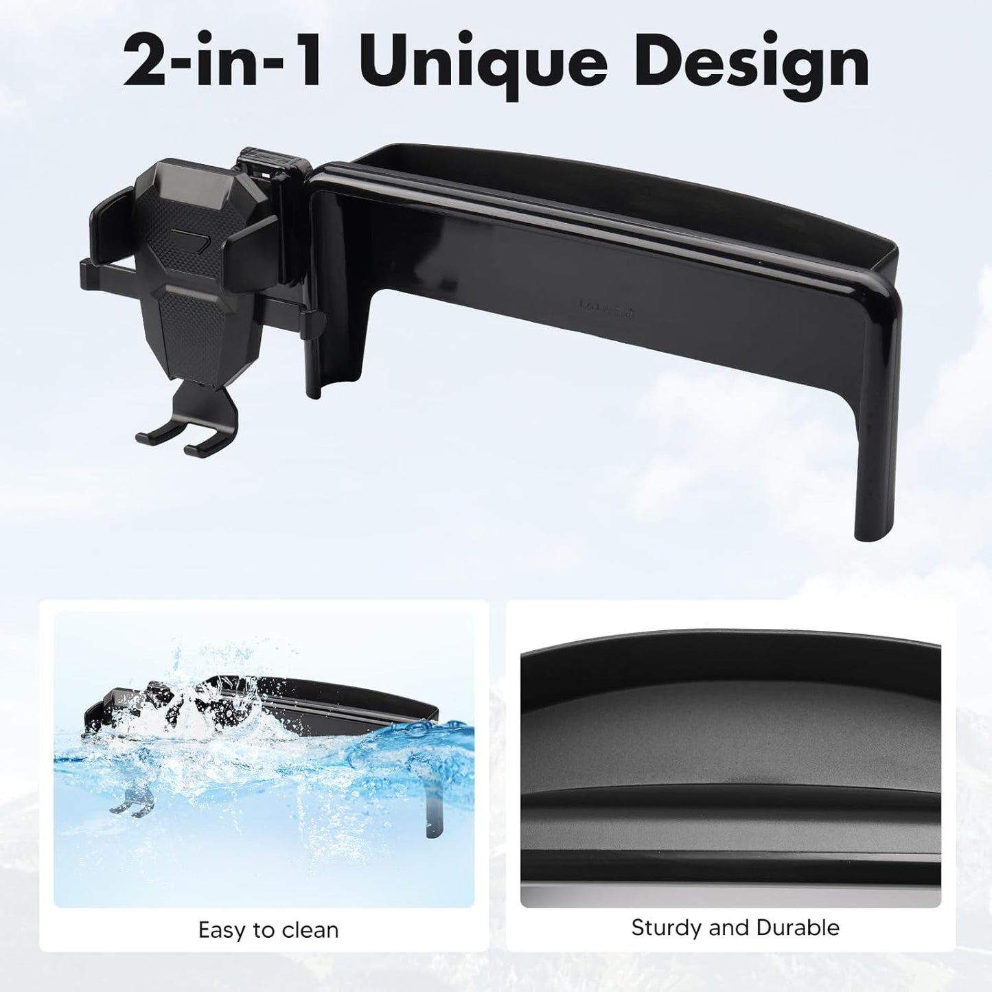 FIILINES Phone Holder for Ford Mustang Mach-E 2023-2026 (Fit 15.5" Touch Screen), Phone Mount with Dash Organizer for Mustang Mach-E Accessories, 360 Degree Rotation Dash Mount Cell-Phone Holder