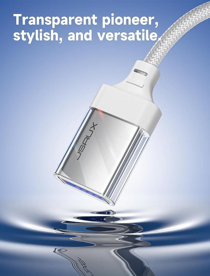 JSAUX USB to USB C Adapter [2 Pack], USBC OTG Adapter Compatible with MacBook Pro/Air, iPhone 15 Pro Max, Samsung Galaxy S24/S23/S22/S21 and More USB C Devices-Crystal White