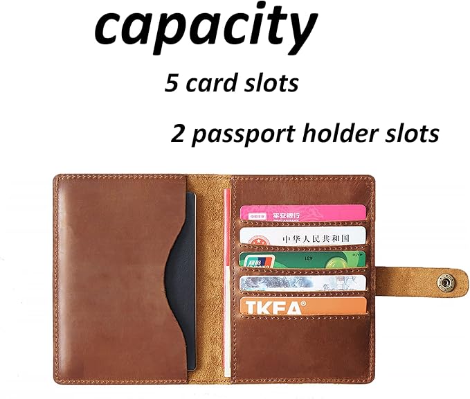 Passport Holder Cover Case Crazy Horse Leather Waterproof Travel Wallet Business Credit Card Vaccine Combo with Slot Accessories Documents Vintage Organizer Protector for Women Men Coffee