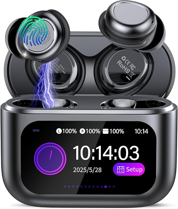 Sleep Earbuds Bluetooth 5.4 in Ear Touch Screen Sleep Headphones, Small Design Mini Sleep Earbuds for Side Sleepers with Sleep Mode, 48H Playtime Sleep Earphones Clear Calls, 5 EQ Modes, Black