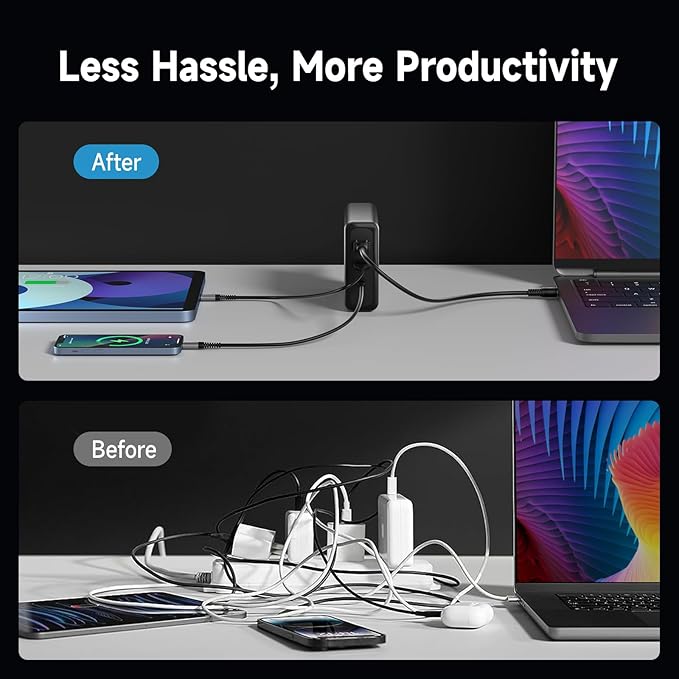 330W USB C Charger, Fast Compact 3-Ports GaN Charger PD 3.0 Fast Charging Station for MacBook Pro/Air, iPhone, iPad Pro, Dell XPS, Galaxy, Pixel, Apple Watch, and More