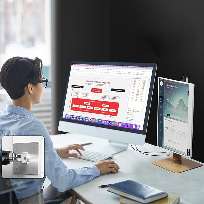 InnoView Portable Monitor, 15.6 Inch IPS HDR 1080 FHD External Silver Laptop Monitors, USB Type-C Mini HDMI Computer Monitor for PC MAC Phone Xbox Switch PS4/5, Travel Monitor with Cover