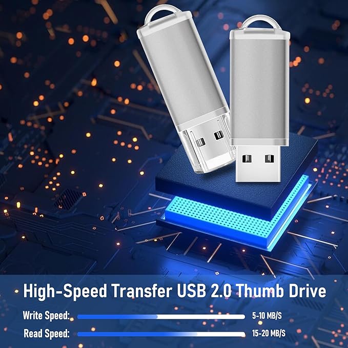 USB Thumb Drive 2GB Flash Drives 20 Pack, Nicepicten Memorias USB 2.0 Memory Stick Fat Flash Zip Drive 2 GB Jump Drives Multipack Pendrive with Landards and Lables (Sliver 2GB, 20 Pieces)