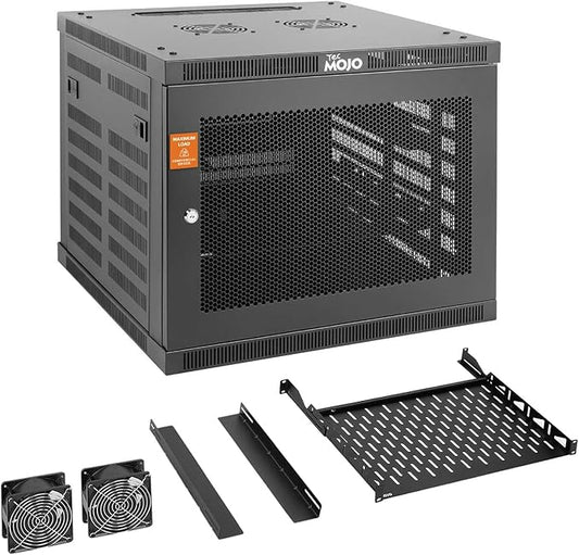 Tecmojo 9U Wall Mount Rack Cabinet, Heavy-Duty 176 Lbs High Load Capacity, 19” Enclosed Server Network Rack with Mesh Door, 23.6” Deep – Elite Collection