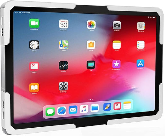 Mount-It! Universal Tablet Wall Mount, Anti-Theft iPad Mount, Enclosure Fits Tablets from 9.7" to 13" Screen Size, Flush Wall Mounting Kiosk, Durable Steel Design, White