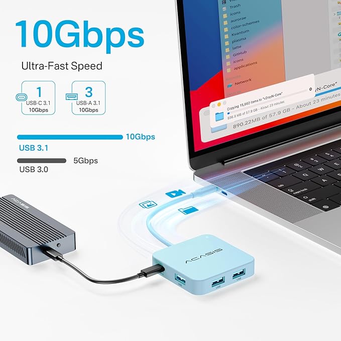 USB C Hub, Multiport Adapter with 4K@60 HDMI, 100W Power Delivery, 3 USB A+1 USB-C 3.1 Data Port, USB to HDMI Adapter for MacBook, Dell, Lenovo, Surface, iPad PRO, XPS (Blue)