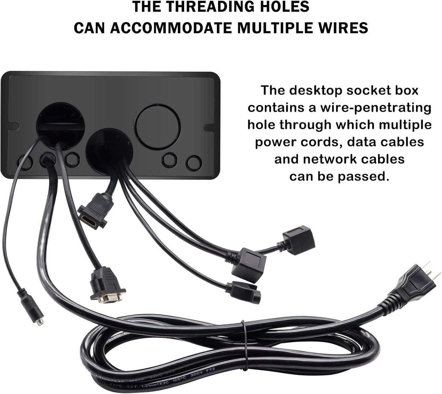 Pop Up Outlet; Pop up Power Strip; Embedded countertop Connection Outlet Box; 2 Power Outlets,HDMI USB VGA 3.5mm Audio Network Port Conference Table Multimedia Outlet Box - Black