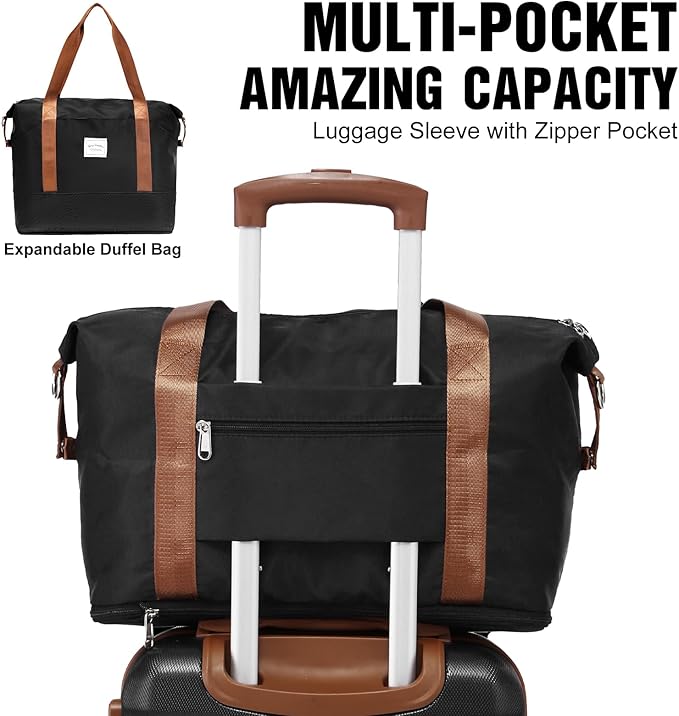 LONG VACATION Carry On Luggage Sets 3 Piece 20 Inch Suitcase Set, ABS+PC Hardshell Lightweight Travel Luggage with Spinner Wheels & YKK Zipper TSA Lock (BLACK-BROWN, 20 Inch)