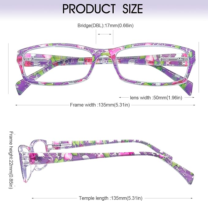 Henotin 6-Pack Reading Glasses Blue Light Blocking Anti Eyestrain Computer Reading Glasses for Women and Men Readers (Mix Color-B, 0.00, Diopters)