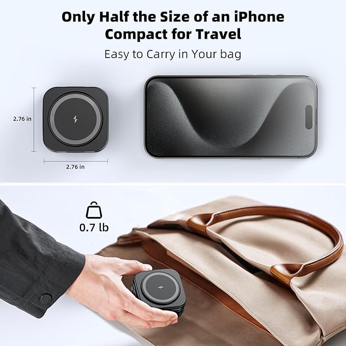 5-in-1 Wireless Charger for MagSafe, AC ISLAND Portable Travel Charging Station, 15W Max Fast Foldable Magnetic Stand, Evolved for iPhone 17/16/15/14/13 Series, Apple Watch, AirPods (with 35W Adapter)