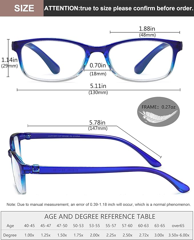 EYEURL 2 Pack Reading Glasses Blue Light Blocking Readers for Women-TR90 Lightweight Computer Reading Glasses Stylish Rectangular Frames Eyeglasses+2.0