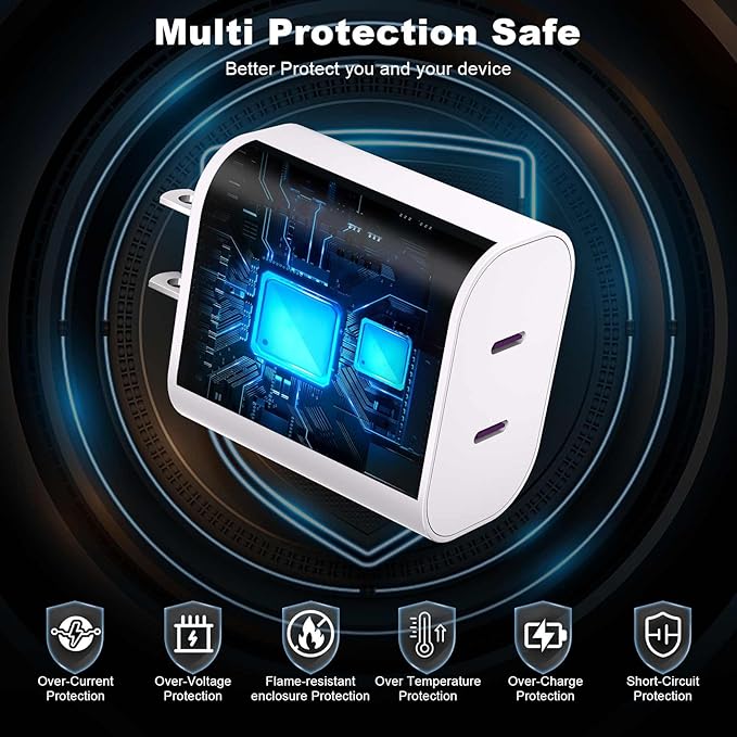 iPhone 17 16 Charger,20W Dual Port Type C Charger Fast Charging Block,2Pack Double USB C Phone Chargers 10FT Long USB C Cord for iPhone 17/17 ProMax/17 Pro/17 Air/16 ProMax/16 Pro/16e/15 ProMax/15 Pro