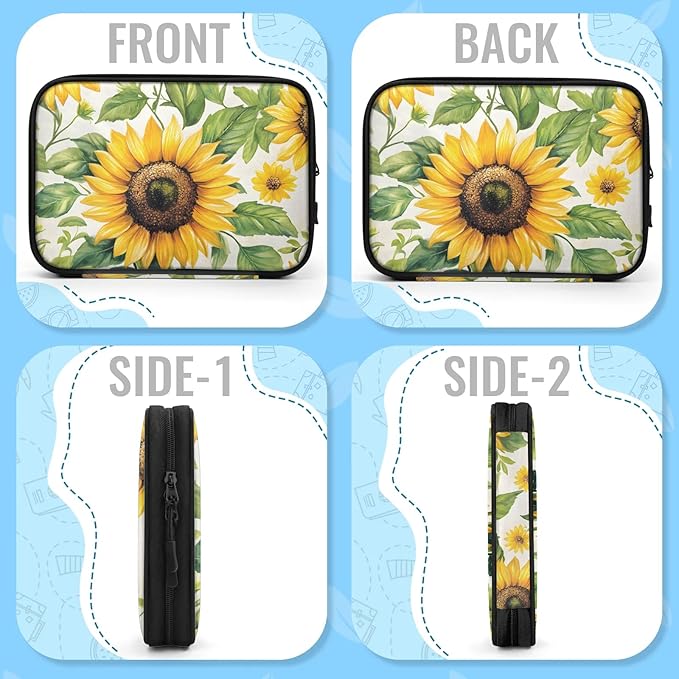 Sunflower Electronics Travel Organizer Case, Tech Accessories Cable Storage Bag for Cords, Charger, Phone, Hard Drive