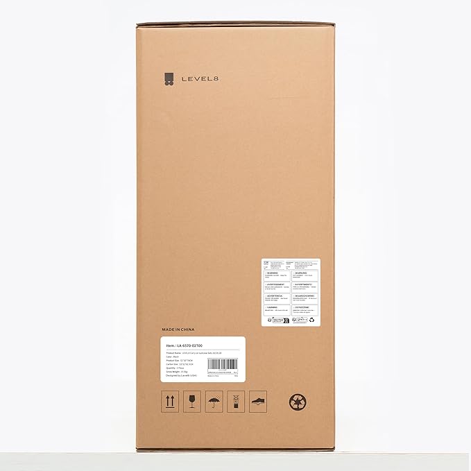 LEVEL8 Grace Luggage Sets Hardshell Suitcase with Wheels, Sturdy Large Suitcase Tsa Lock 20 Inch Expandable Carry on 24 Inch 28 Inch Checked Luggage, 3-Piece Set (20/24/28), Black