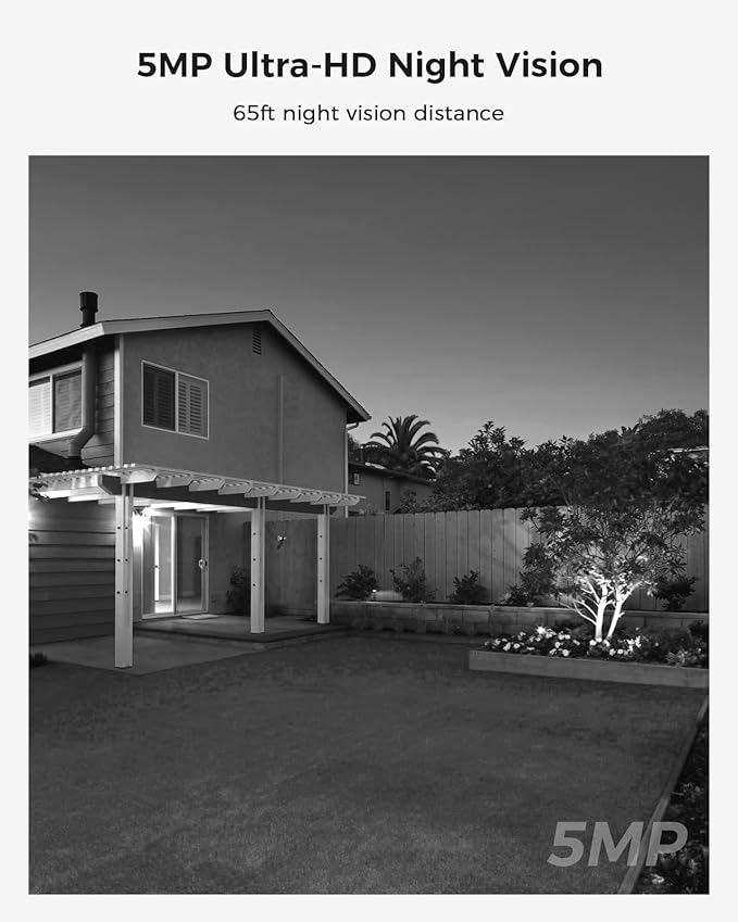 Hiseeu Wireless Security Camera Outdoor, 16CH 5MP WiFi Pro 8-Camera Kit, Wireless Security Camera System, Black Home Safety System, Need Plug-in,Motion, IP66, 3TB Storage, No Monthly Fees