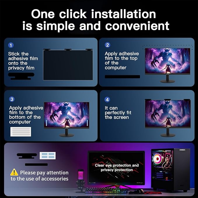 [2 Pack] Magnetic Computer Privacy Screen Filter 21.5 Inch for 16:9 Widescreen Monitor Desktop PC, 21.5in Hanging Removable Anti Glare Blue Light Protector, Double Sided Reversible Eye Care Film