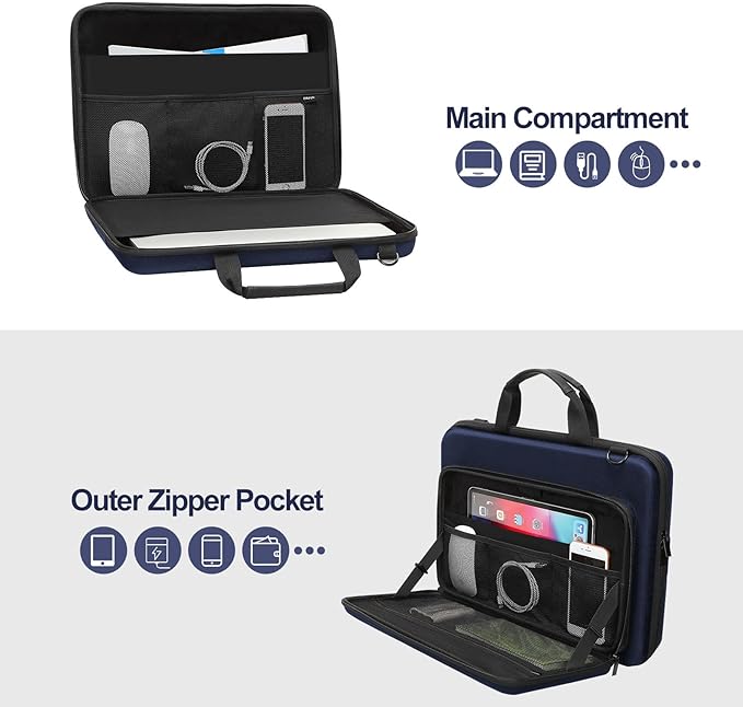 MOSISO Hard Shell Laptop Case for Men Women,15-15.6 inch Computer Bag Compatible with MacBook, HP, Dell, Lenovo, Asus, Notebook,16 inch Laptop Bag with Front Pocket & Shoulder Strap, Navy Blue