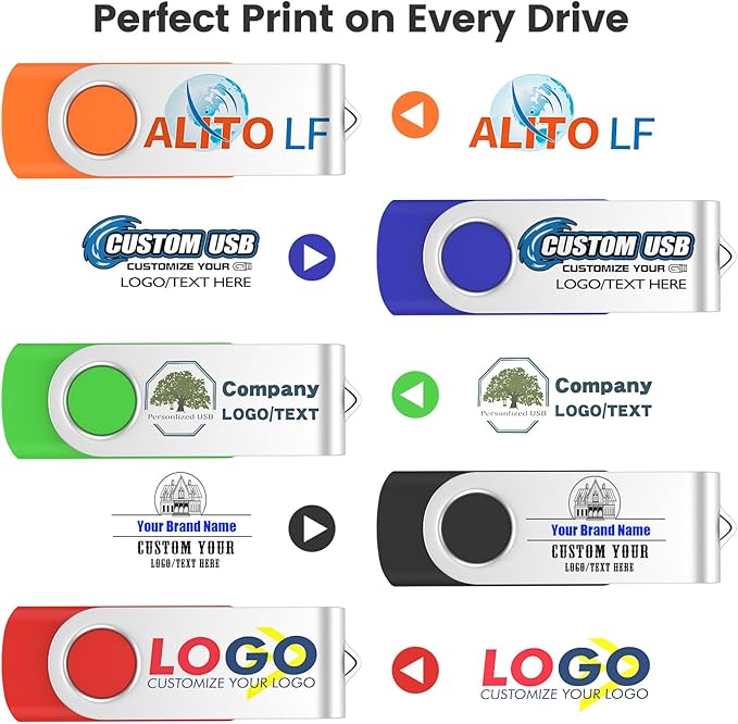 ABLAZE Custom Flash Drive 512MB 100 Pack, Personalized USB Drives Custom USB 2.0 Thumb Drives 100 Pack Memory Stick (Mixcolors)